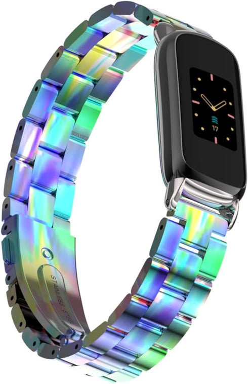 Metal Watchband Compatible with Fitbit inspire 3 Stainless Steel Wrist Strap Bracelet Replacement for inspire3 Smartwatch Accessory for Women Men
