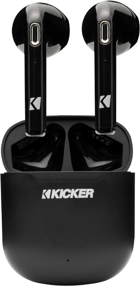 KICKER TWS1 True Wireless Earbuds, Bluetooth Earbuds with Microphone, Fast-Charging Case, 20 Hours Playtime