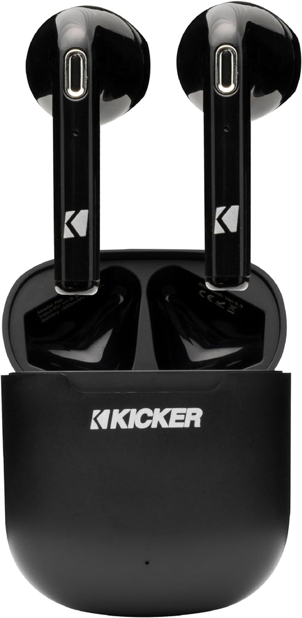 KICKER TWS1 True Wireless Earbuds, Bluetooth Earbuds with Microphone, Fast-Charging Case, 20 Hours Playtime