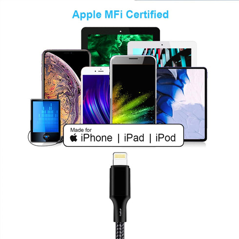 Cugunu 5-Pack USB C to Lightning Cable, MFi Certified, Fast Charging, 3/3/6/6/10FT for iPhone 14/13/12/11/XS/XR/X/8 -