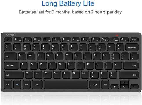 Arteck 2.4G Wireless Keyboard, Ultra Slim Compact Keyboard with Media Hotkeys for Computer Desktop PC Laptop