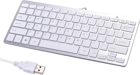 2021 Upgraded PC Computer Laptop Mini USB Wired Keyboard, 78 Scissor Keys, Compact Multimedia Keyboard (Silver)