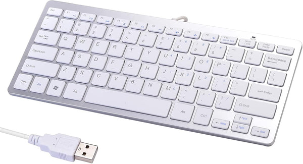 2021 Upgraded PC Computer Laptop Mini USB Wired Keyboard, 78 Scissor Keys, Compact Multimedia Keyboard (Silver)