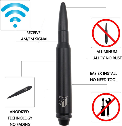 AUTOXBERT 5.7 Inch 2007-2021 Aluminium FM Aerial Antenna Radio Short Black Replacement Car Stereo Radio Signal