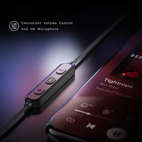 Wired USB C Headphones for Sports Running, Half in-Ear Earbuds with Microphone, Secure Fit, Tangle-Free Braided Cord,