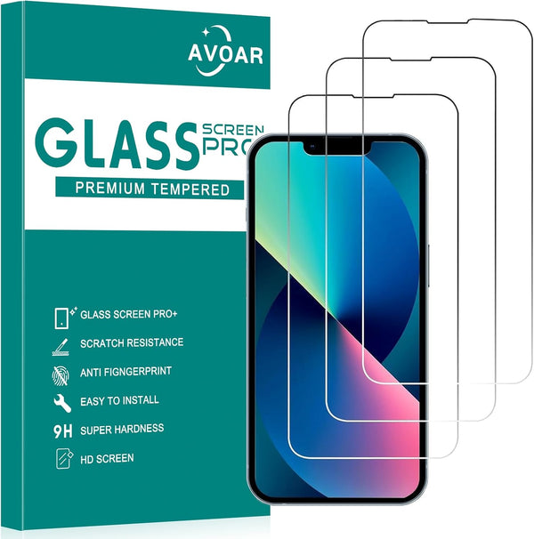 3 Pack Screen Protector for iPhone 14/iPhone 13/iPhone 13 Pro, 6.1 Inch 9H HD Full Clear Tempered Glass Protection