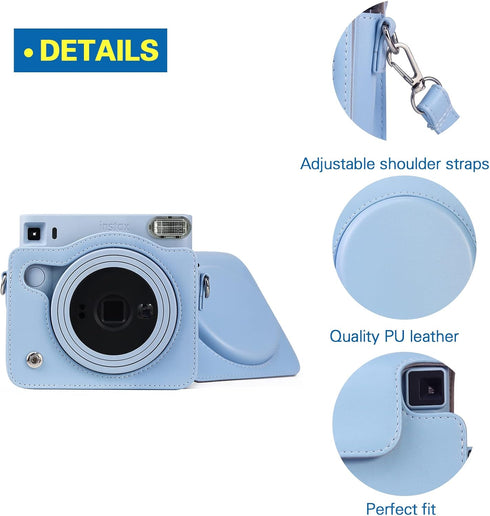 Rieibi SQ1 Case, Protective PU Leather Cover for Fujifilm Instax Square SQ1 Instant Camera with Adjustable Strap