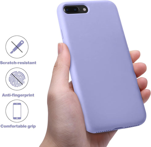 OTOFLY Premium Soft Silicone Rubber Full-Body Protective Bumper Case for iPhone 7/8 Plus (Light Purple)