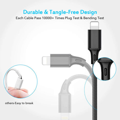 3 in 1 Fast Charger Cable 3A, Multi USB Connector for Phone 12, 11 Pro, Samsung Galaxy, 4FT/2Pack (Charging Only)