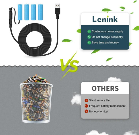 Lenink Power Supply Cable for AA Battery, Replace AA Battery