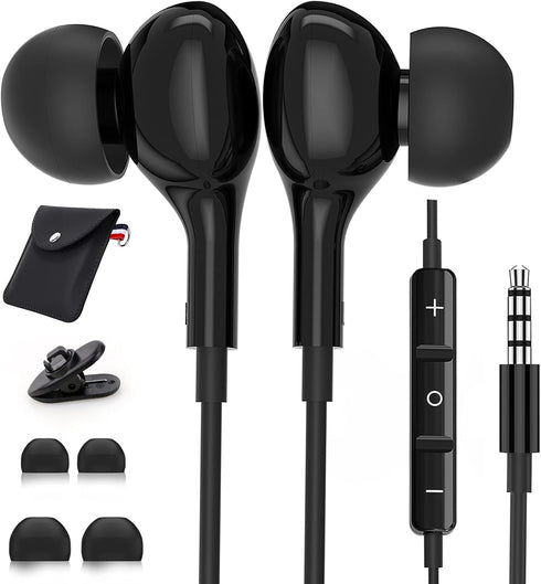 Wired 3.5mm Earbuds with Mic for Samsung A14 A32 A15 A13 5G, A52, A03s, A12, Pixel 4a, LG, iPad Mini, Moto Tablet.