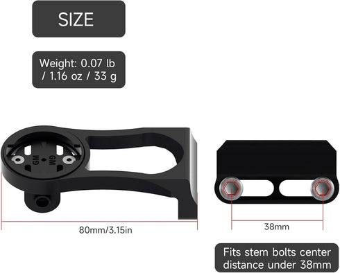 Out Front Mount for Garmin Bike Computer, Road Mountain Cycling GPS Combo Extended (Fixed Version/Black)