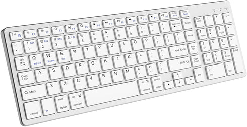 JKSML Wireless Keyboard with 102 Keys, Bluetooth and 2.4 GHz Wireless, Low Profile,