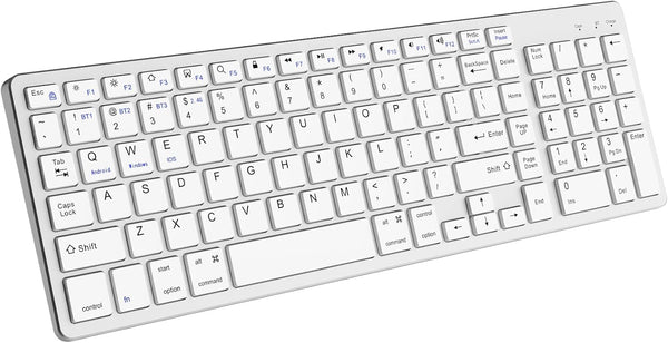 JKSML Wireless Keyboard with 102 Keys, Bluetooth and 2.4 GHz Wireless, Low Profile,