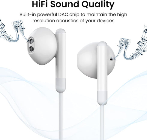 USB C Headphones for iPhone 15 Pro Max - USB C Earphones with Microphone, Wired Earbuds for Google Pixel, Samsung