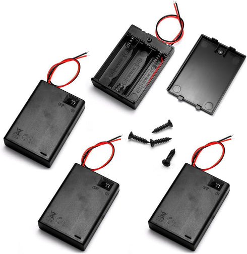 LampVPath (Pack of 4 3AA 4.5V Battery Holder with Switch, 3X 1.5V AA
