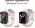2 in 1 Waterproof Case for Apple Watch 45mm, Tempered Glass Protective PC Back Cover Accessories