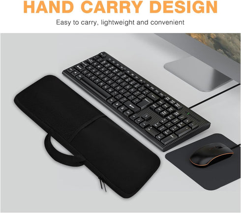 Wireless Keyboard Mouse Sleeve Travel Case for Logitech MK540 Advanced -wireless Keyboard and mouse set 2.4 GHz,Mouse Storage Pouch,Soft Neoprene Dust and water resistant bag(Black)