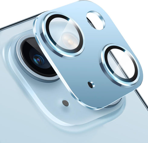 Camera Lens Protector for iPhone 14 and 14 Plus, Anti-Scratch Tempered Glass Full Protective Cover, Sierra Blue