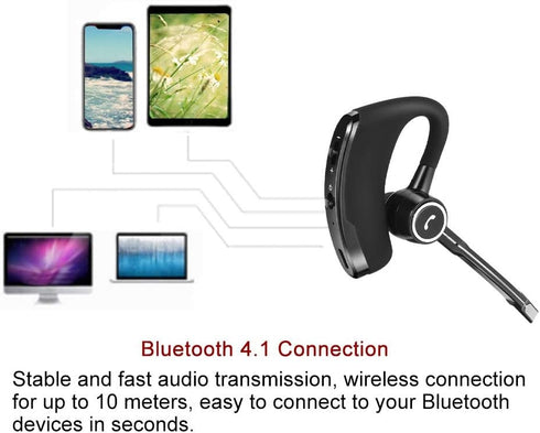 V8s Bluetooth Headset: Wireless Earpiece with 120H Standby, Clear Voice Capture, In-Ear Design for Business &