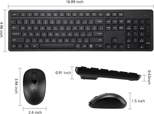 Wireless Keyboard and Mouse Combo, 2.4G Silent Cordless Keyboard Mouse Combo for Windows Chrome Laptop Computer