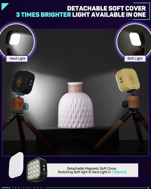IFOOTAGE On Camera Video Light, Portable RGBW Smart Light with APP Control, 18 Effects, Rechargeable, C4 Mint Green