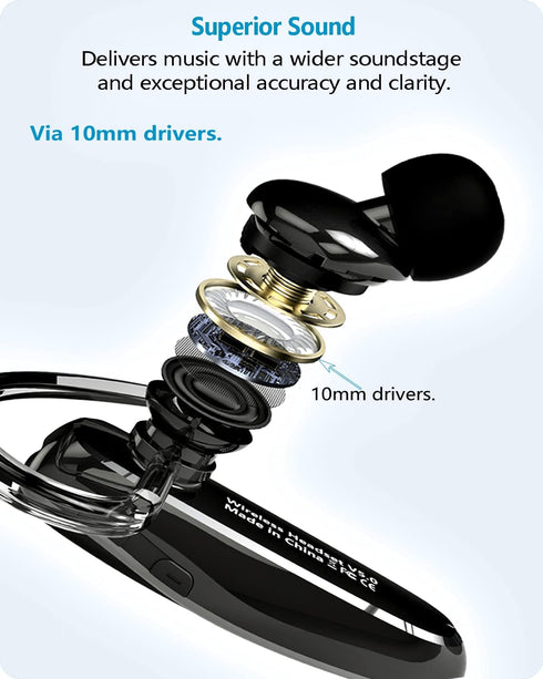 Headset V5.1, Bluetooth Wireless Hands-Free Earpiece with Noise Cancellation, Built-in Microphone for iPhone Android