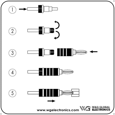 WGGE WG-3333 24k Gold Plated Speaker Banana Plugs - Closed Screw Type (12 Pairs)