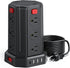 SMALLRT Power Tower Desktop Charging Station, 10 Ft Power Strip Surge Protector with 12 AC Outlets & 4 USB (1 USB C),