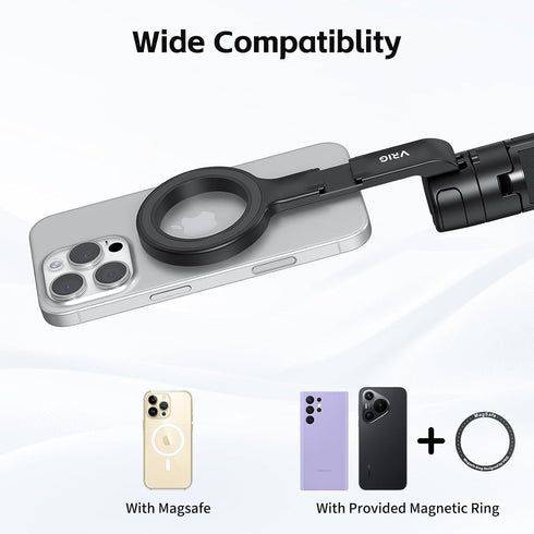 VRIG TP-27 21" 17 16 15 14 13 12 Magnetic Pocket Selfie Stick Tripod for iPhone, Extendable Phone Tripod with Cold Shoe