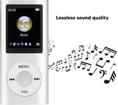 MP3 64G 1.8 8h XUMIUZIY Player, Stylish Portable Lossless Sound Music Player with Earphones, Support Memory Card, Sleep