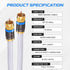 Cables Direct Online 20ft White Quad Shield RG6 Coaxial Cable - F Pin and BNC Extension Wire for Satellite Dish, Cable