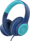 A8 Over-Ear Headphones with Microphone, Lightweight Folding Stereo Bass Headphones for Smartphone/Tablet (Blue)