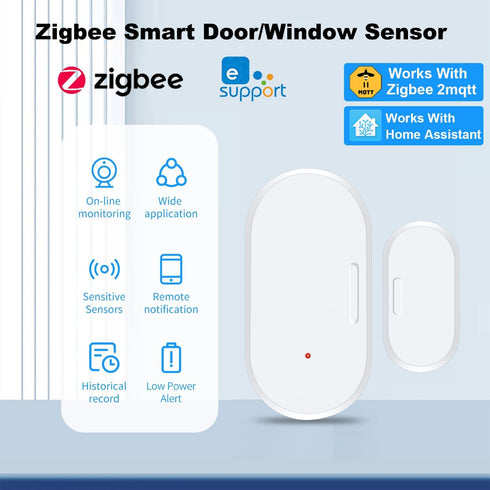Haozee Door and Window Sensor, Requires Zigbee Hub, Zigbee Connection, Wireless Detector for Alarm Systems and Smart