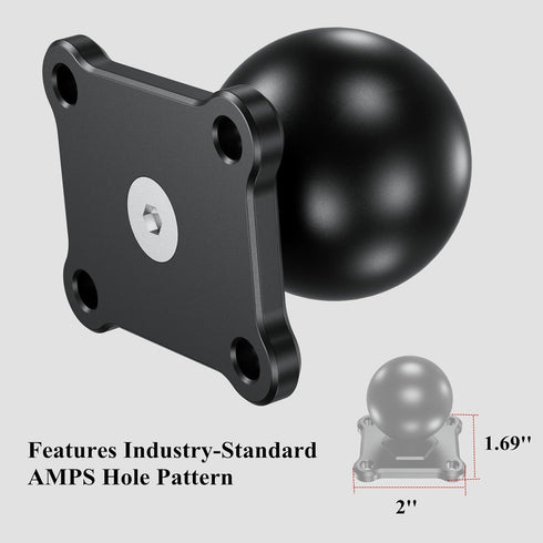 BRCOVAN 1.5'' Ball Mount Base with Aluminum Alloy 4-Hole AMPS Square Plate, Compatible with RAM Mounts