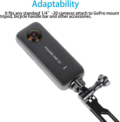 PellKing 1/4" Adapter Screw Head Camera Mount, CNC Aluminum Alloy for Insta360 One X4 X3 X2 & GoPro
