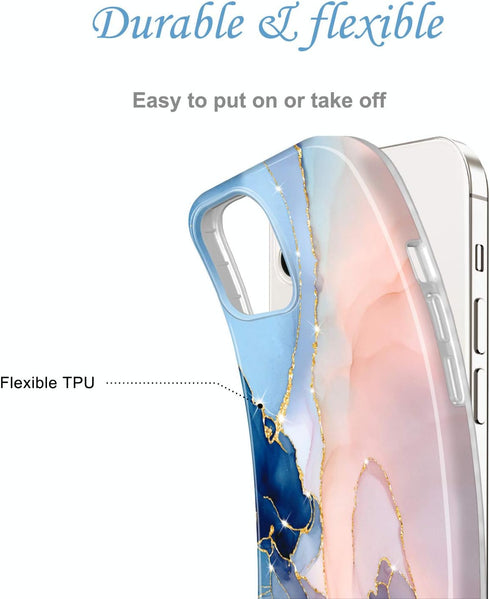 JAHOLAN Gold Glitter Sparkle Case | Compatible with iPhone 12 Mini Marble Design Clear Bumper Cover