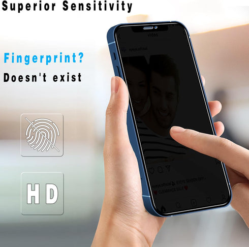 Slanku 3 Pack Privacy Screen Protector for iPhone 12, 12 Pro - Anti-Spy, Full Coverage, Tempered Glass, Case Friendly.