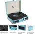Feir 3 2 Vinyl Stereo Blue Record Player Speed Portable Turntable Suitcase Built in Speakers RCA Line Out AUX Headphone
