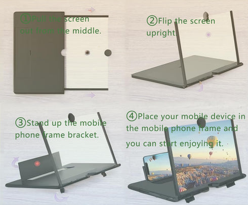 Dymicbit 10-inch 3D Phone Screen Magnifier, HD Mobile Projector Screen for Movies & Videos, Foldable Phone Stand