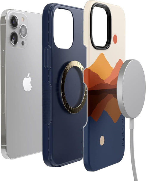Casely iPhone 13 Pro Max Case - Compatible with MagSafe - Opposites Attract - Day & Night Colorblock Mountain Case