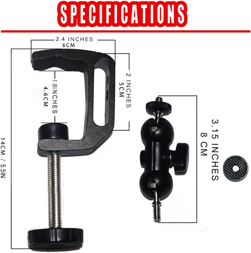 2-Be-Best Mini Projector Mount, Articulating Clamp Mount, 360 Flexible, Compatible with Projector, Camera, LED Light, 1