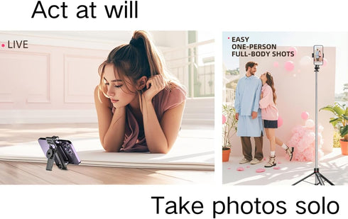 FORGERAY TT02 70 Inch Tall Phone Tripod, Auto Pop Open Selfie Stick Tripod with Magnetic Bluetooth Remote, Adjustable