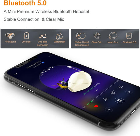 Mini Bluetooth Earpiece Wireless, Single Earbud with Charging Case, 6 Hrs Playtime, Hands-Free Headset with Microphone,