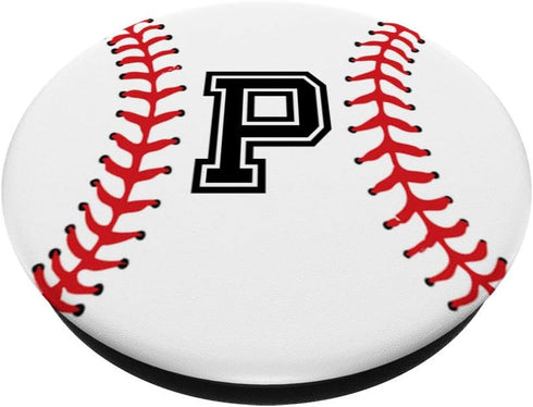 Baseball Player Letter P Initial | Baseball Gifts PopSockets PopGrip: Swappable Grip for Phones & Tablets