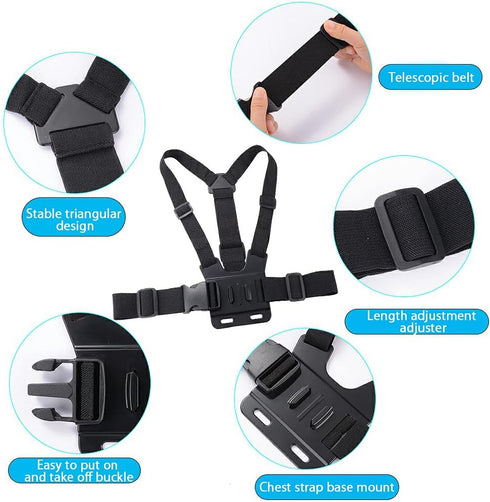 Mobile Phone Chest Mount Strap Holder, Anti-Slide Strap Mount for Phone 360 Degree Rotary for Video Recording Camera
