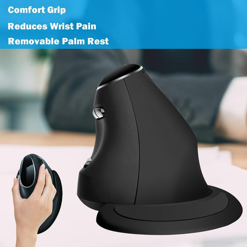 Ergonomic Vertical Mouse: 2.4G Bluetooth Dual Mode Optical Computer Mice, Wireless Rechargeable Mouse with Removable
