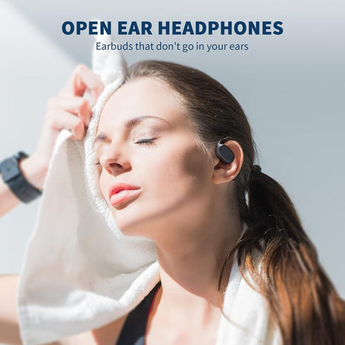 PSIER Open Ear Bluetooth 5.3 Sports Headphones, Wireless Earbuds with Digital Display Charging Case, 40 Hours Playtime