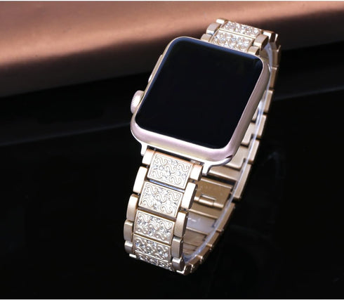 Bling Bands Compatible with Apple Watch Band 42mm/41mm/40mm/38mm, Women Metal Rhinestone Replacement Wristband