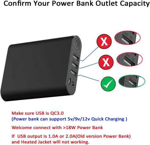 Heated Jacket Battery Step-Up Charger Cable for Heated Jackets, Hoodies, and Vests (5v USB to 8.4v 12W)